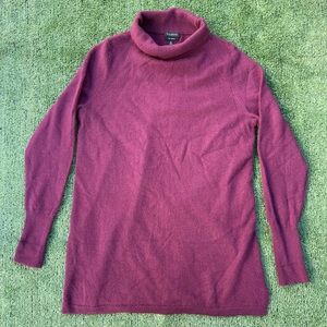 Talbots 100% Cashmere Maroon Turtleneck Tunic Sweater